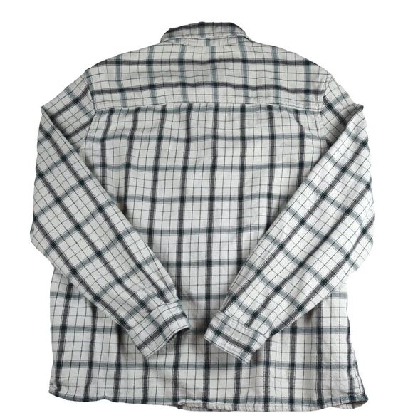 Zara Men's XL Relaxed Fit Ivory Tan Plaid Heavy Long Sleeve Button Up Shirt - Picture 4 of 9